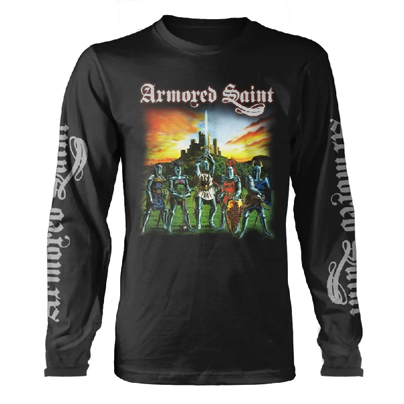 Armored Saint Unisex Long Sleeved T-Shirt: March of the Saint Notch Collar Peter Pan Collar Cowl Neck Armored Saint Unisex Long Sleeved T-Shirt: March of the Saint Notch Collar Peter Pan Collar Cowl Neck