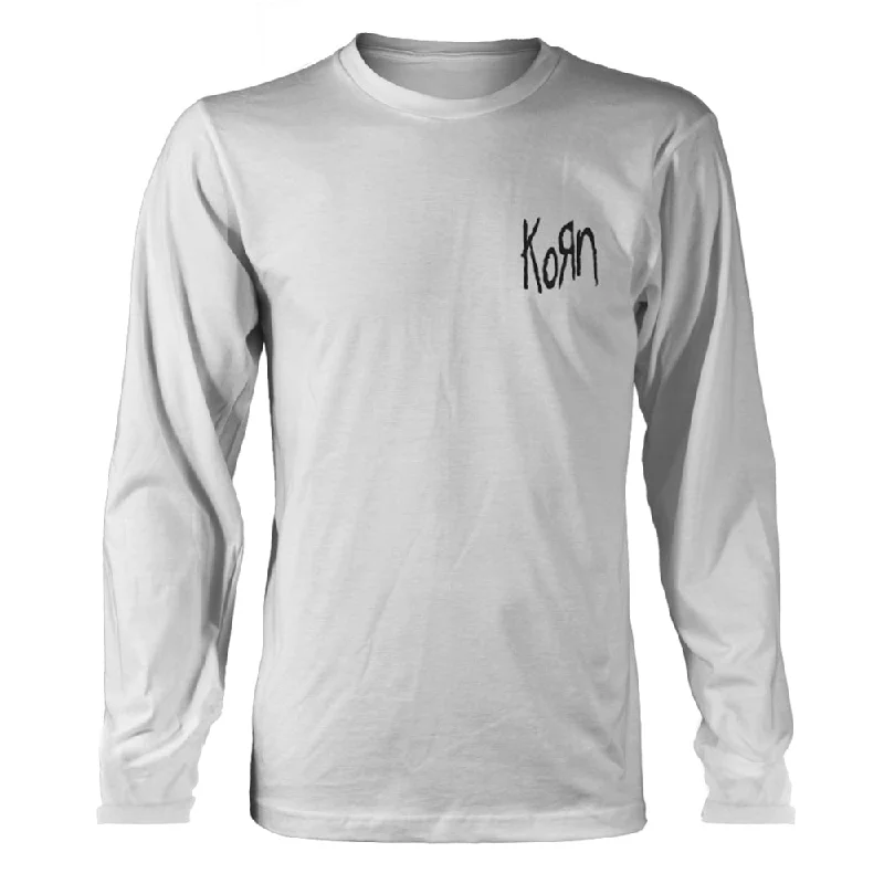 Korn Unisex Long Sleeved T-shirt: Logo Pocket (back print) Cashmere Blend Cotton Blend Poly Blend Korn Unisex Long Sleeved T-shirt: Logo Pocket (back print) Cashmere Blend Cotton Blend Poly Blend
