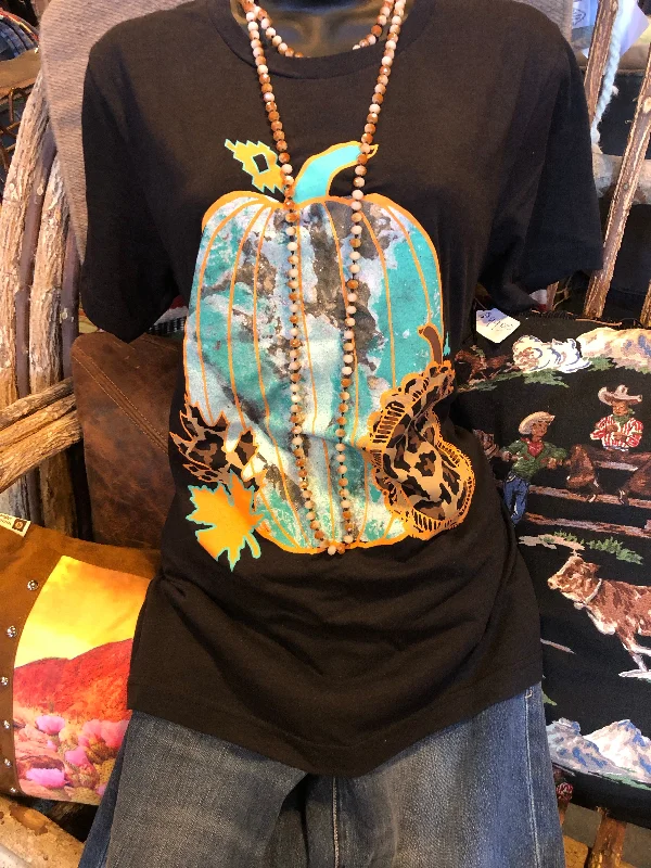 Pumpkin T-Shirt with Turquoise and Cheetah print Fleece Fabric Down Fabric Feather Fabric Pumpkin T-Shirt with Turquoise and Cheetah print Fleece Fabric Down Fabric Feather Fabric