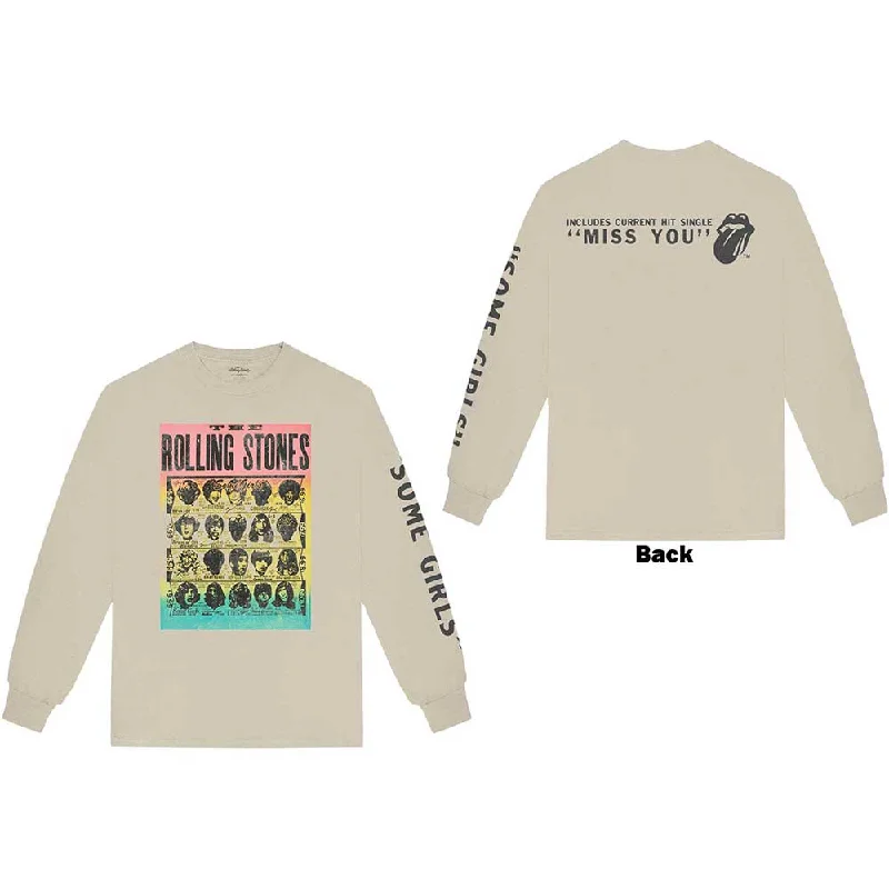 The Rolling Stones Unisex Long Sleeve T-Shirt: Some Girls (Back & Sleeve Print) Graphic Embroidered Appliqued
