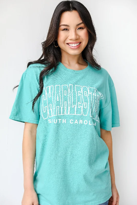 Teal Charleston South Carolina Tee Chenille Blend Fleece Blend Nylon Blend