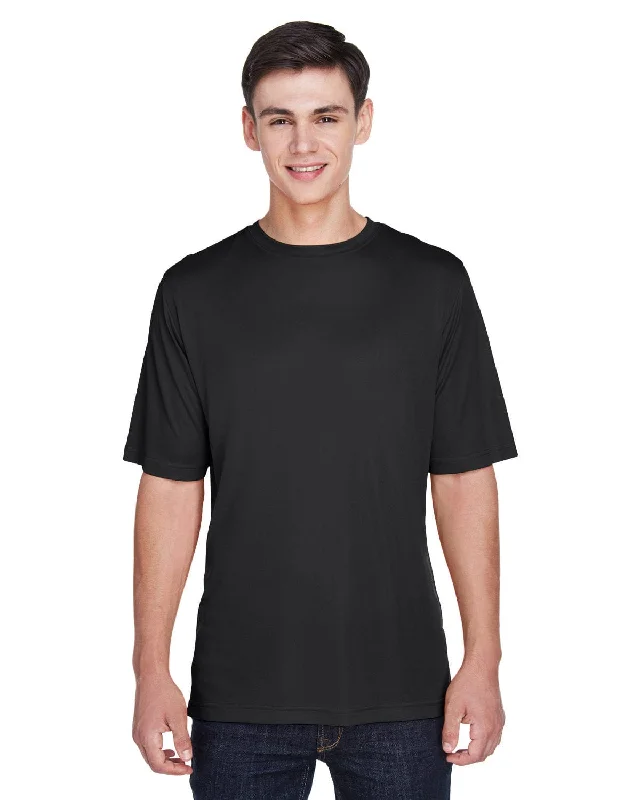 Team 365 Mens Zone Performance T-Shirt | Black Zippered Front Buttoned Front Snap Front