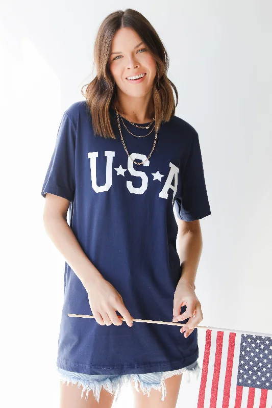 USA Star Graphic Tee Terry Blend Velvet Blend Canvas Blend