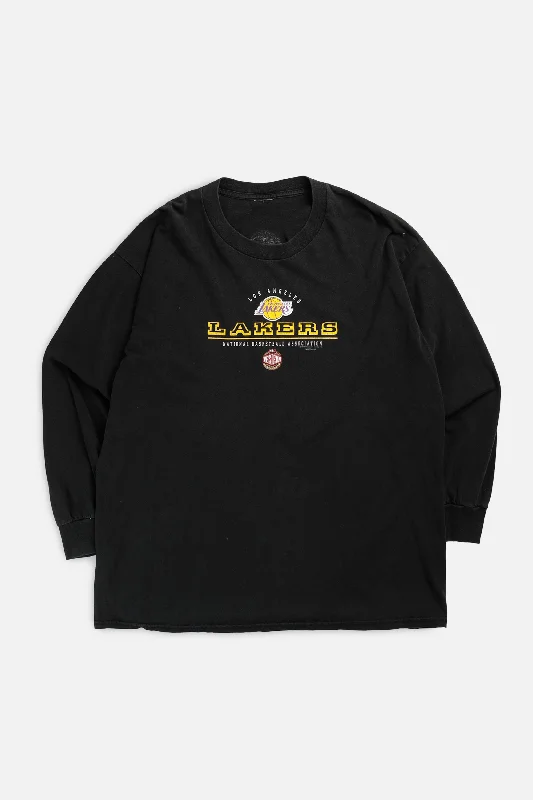 Vintage LA Lakers NBA Long Sleeve Tee - XL Print Jacquard Patchwork