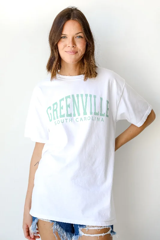 White Greenville South Carolina Tee Hooded Caped Shawl Collar