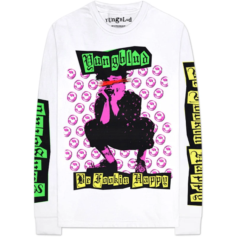 Yungblud Unisex Long Sleeve T-Shirt: Punker (Back & Sleeve Print) Oversized T-Shirt Spandex breathable Yungblud Unisex Long Sleeve T-Shirt: Punker (Back & Sleeve Print) Oversized T-Shirt Spandex breathable