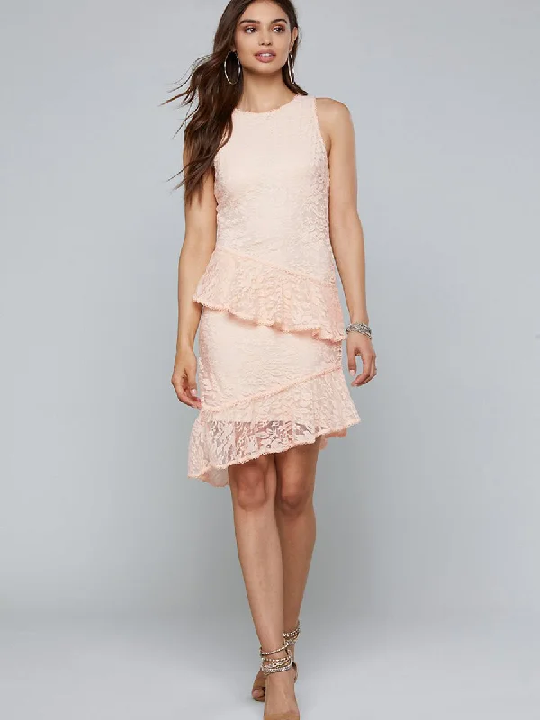Apricot Sleeveless Floral Irregular Hem Mini Dress Trendy Camisole Mini Dress