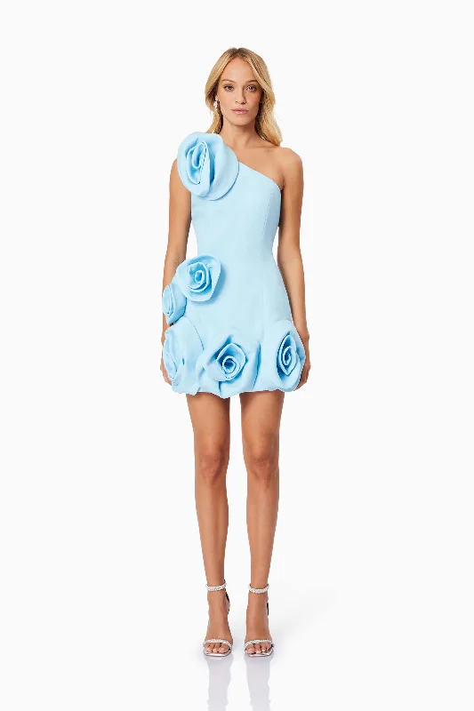 Destiny Floral Mini Dress in Blue Casual Mini Dress with Pockets