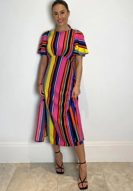 Girl In Mind Britney Colour Block Striped Midi Dress, Multi Chic Floral Print Midi Dress Girl In Mind Britney Colour Block Striped Midi Dress, Multi Chic Floral Print Midi Dress