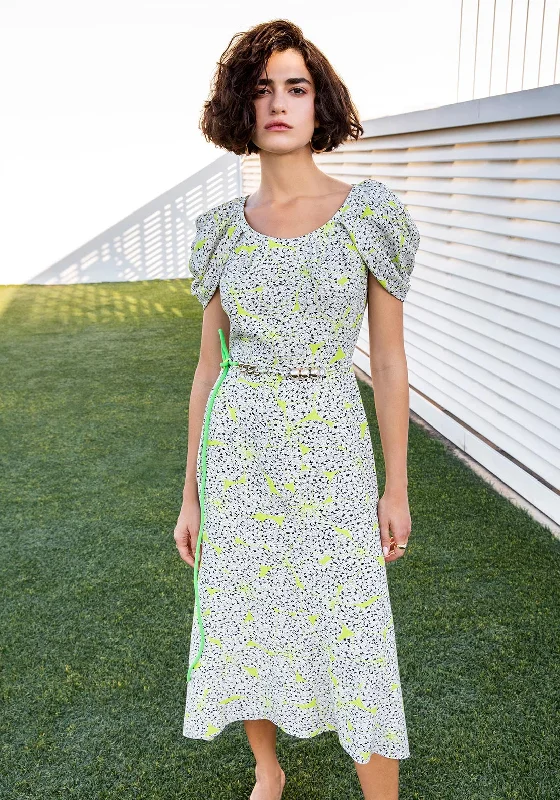 Kameya Ditsy Floral Straight Midi Dress, Green Multi Stylish Off-Shoulder Ruffle Dress Kameya Ditsy Floral Straight Midi Dress, Green Multi Stylish Off-Shoulder Ruffle Dress