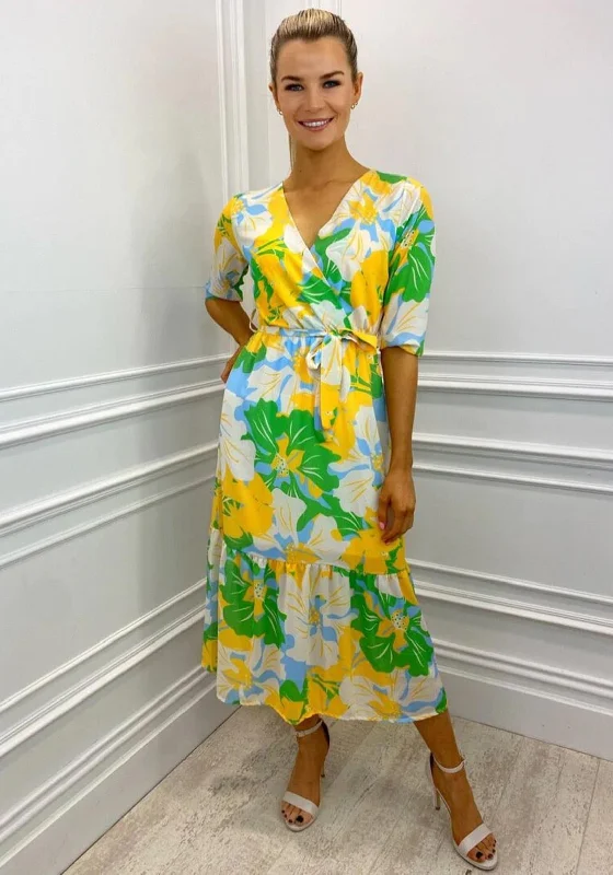 Kate & Pippa Boho Panel End Printed Midi Dress, Yellow & Green Trendy Square Neck Midi Dress Kate & Pippa Boho Panel End Printed Midi Dress, Yellow & Green Trendy Square Neck Midi Dress
