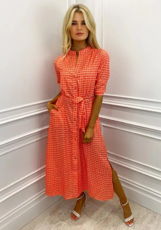 Kate & Pippa Capri Geometric Dot Print Midi Dress, Orange Elegant Pleated Detail Midi Dress Kate & Pippa Capri Geometric Dot Print Midi Dress, Orange Elegant Pleated Detail Midi Dress