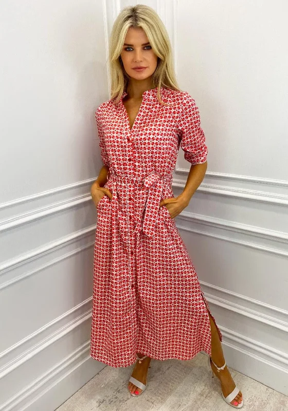 Kate & Pippa Capri Swirl & Dot Print Midi Dress, Red Multi Comfortable Knitwear Midi Dress Kate & Pippa Capri Swirl & Dot Print Midi Dress, Red Multi Comfortable Knitwear Midi Dress