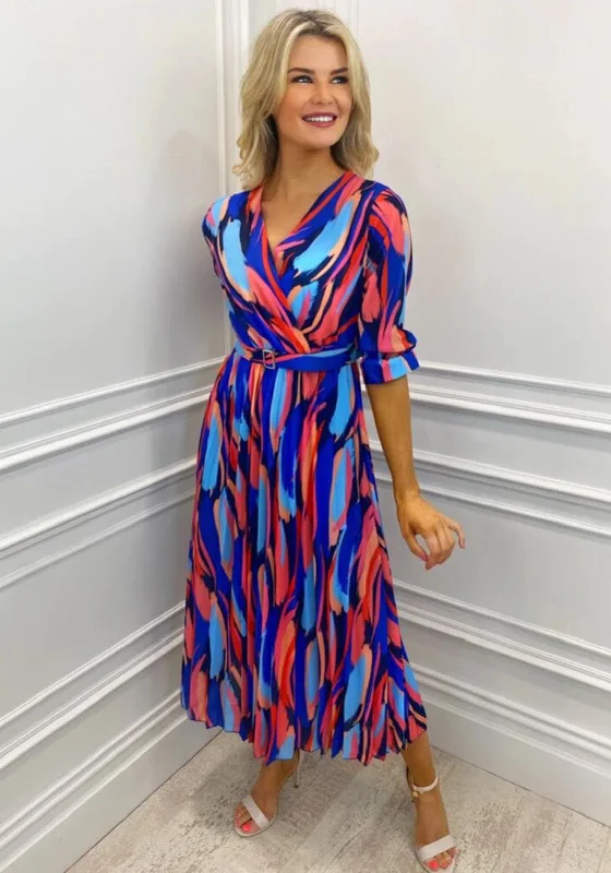 Kate & Pippa Positano Print Midi Dress, Royal Blue Multi Trendy Off-Shoulder Ruffle Midi Dress Kate & Pippa Positano Print Midi Dress, Royal Blue Multi Trendy Off-Shoulder Ruffle Midi Dress