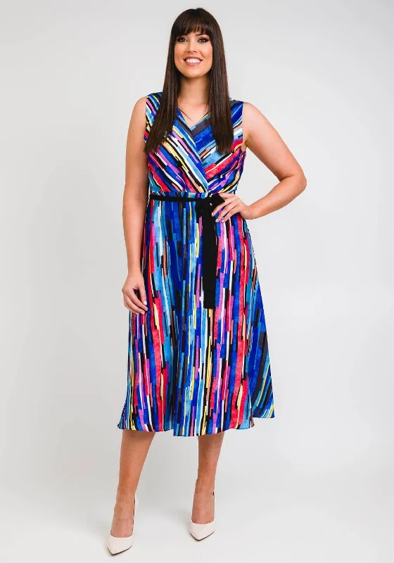 Lizabella Geometric Block Stripe Midi Dress, Blue Multi Fashionable Wide Leg Midi Dress Lizabella Geometric Block Stripe Midi Dress, Blue Multi Fashionable Wide Leg Midi Dress