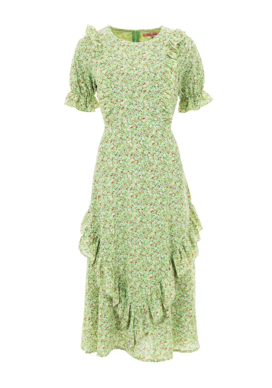 Seventy1 Frilled Ditsy Daisy Midi Dress, Green Multi Trendy Smocked Detail Midi Dress Seventy1 Frilled Ditsy Daisy Midi Dress, Green Multi Trendy Smocked Detail Midi Dress
