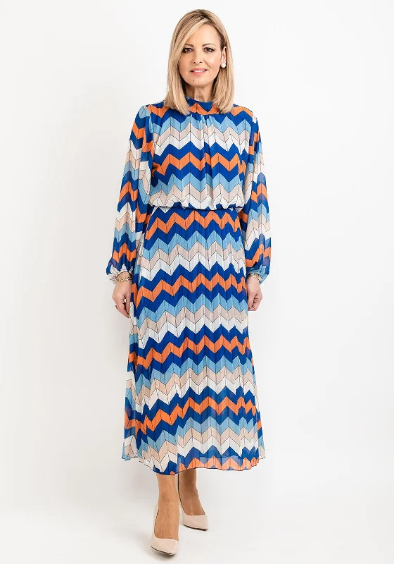 Seventy1 One Size Patterned Blouson Waist Midi Dress, Blue Multi Comfortable Ruched Midi Dress Seventy1 One Size Patterned Blouson Waist Midi Dress, Blue Multi Comfortable Ruched Midi Dress