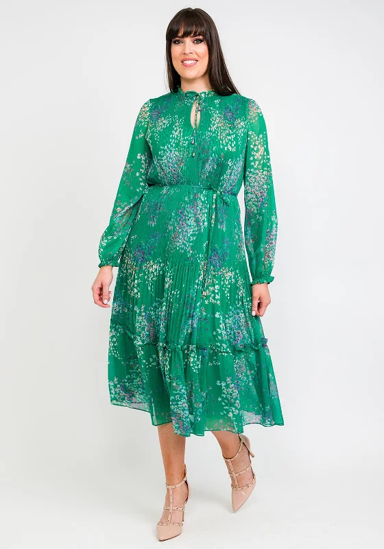Ted Baker Rosiiie Serendipity Pleated Midi Dress, Green Trendy Ruffled Sleeve Midi Dress Ted Baker Rosiiie Serendipity Pleated Midi Dress, Green Trendy Ruffled Sleeve Midi Dress