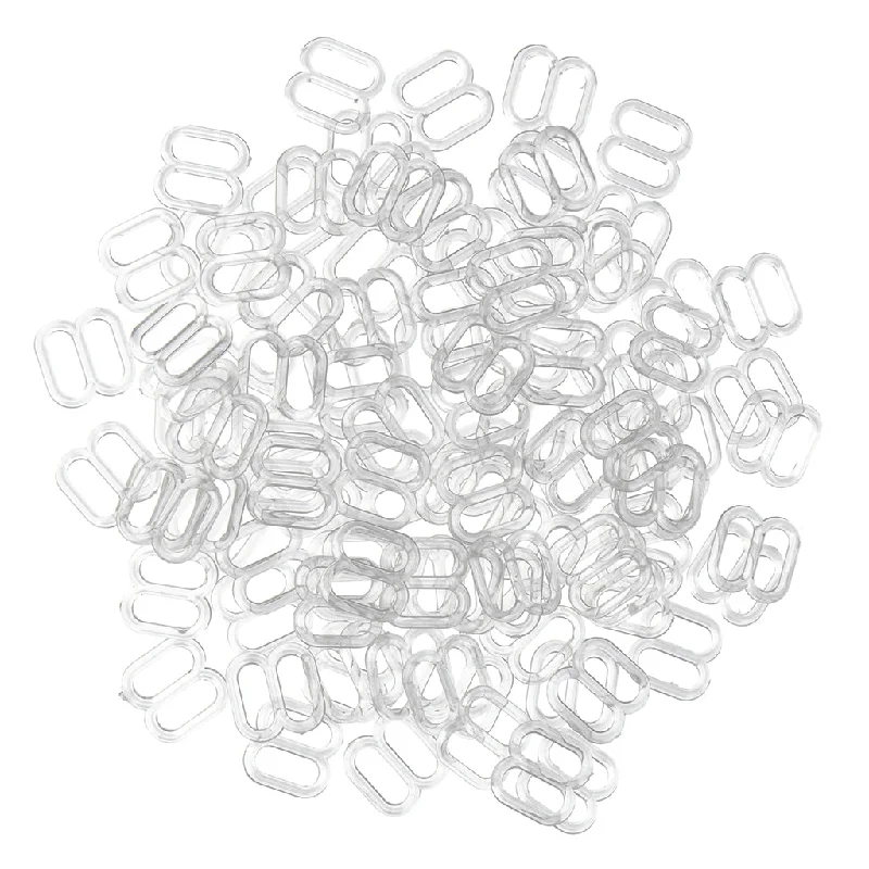 Maxbell 100 Pieces Plastic Bra Lingerie Strap Clips Hook Slider Buckle 8mm Clear Chic Satin Bra