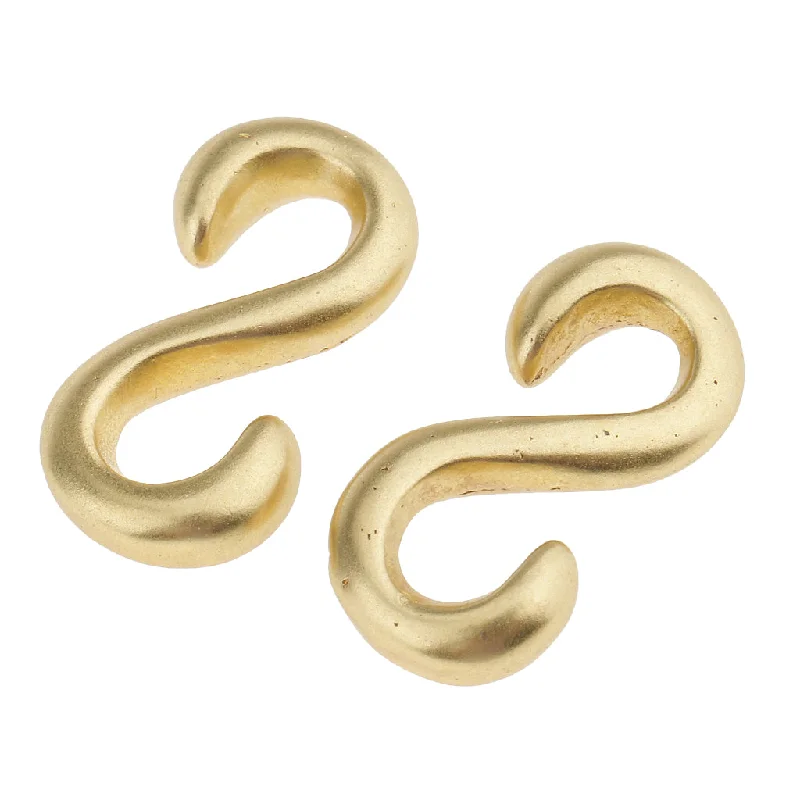 Maxbell 2 Pieces S Shaped Smooth Solid Brass Hook DIY 2.5x1.3 cm High Support Bra