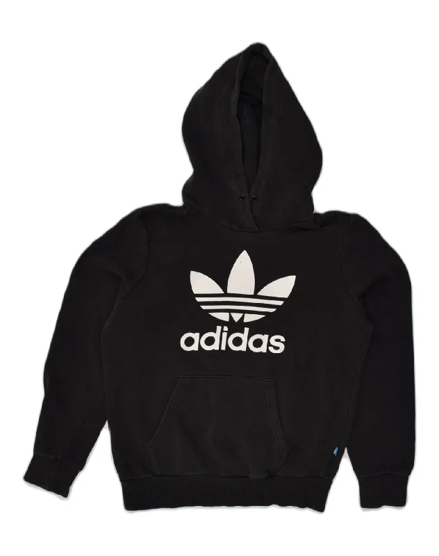 ADIDAS Womens Graphic Hoodie Jumper UK 10 Small Black Cotton Cotton Hoodie Fleece Lining Warmth ADIDAS Womens Graphic Hoodie Jumper UK 10 Small Black Cotton Cotton Hoodie Fleece Lining Warmth