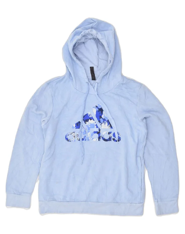 ADIDAS Womens Graphic Hoodie Jumper UK 12-14 Medium Blue Cotton Hoodie with Cuffed Sleeves Snug Secure ADIDAS Womens Graphic Hoodie Jumper UK 12-14 Medium Blue Cotton Hoodie with Cuffed Sleeves Snug Secure