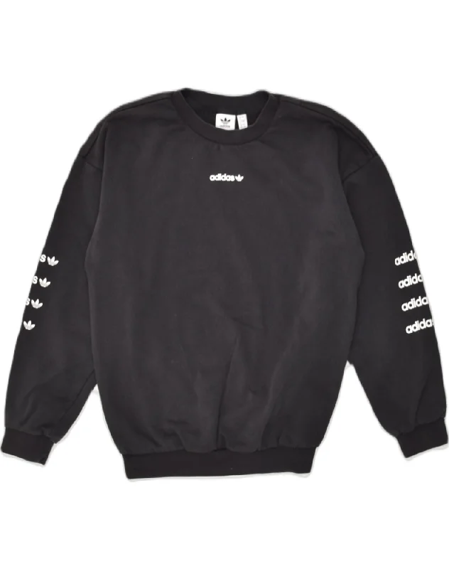 ADIDAS Womens Oversized Graphic Sweatshirt Jumper UK 4 XS Black Cotton Hoodie with Earth Tones Natural Calm ADIDAS Womens Oversized Graphic Sweatshirt Jumper UK 4 XS Black Cotton Hoodie with Earth Tones Natural Calm