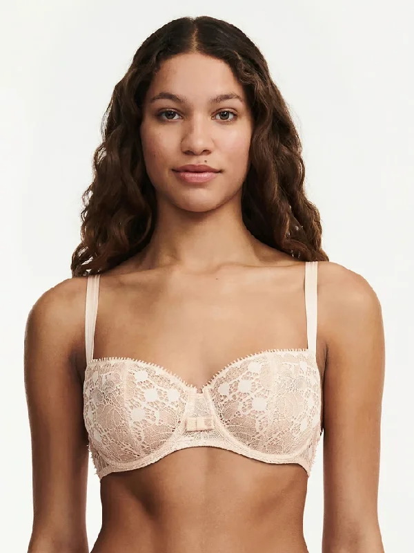 Beige Day to Night Lace Unlined Demi Bra Soft Cup Bralette