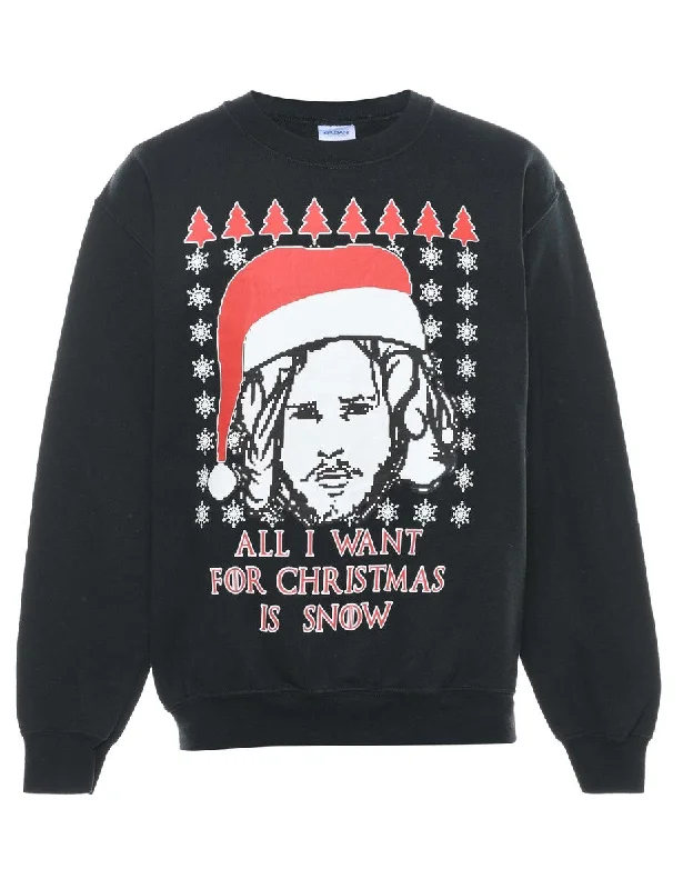 Black Christmas Sweatshirt - S Hoodie with Pocket Utility Practical
