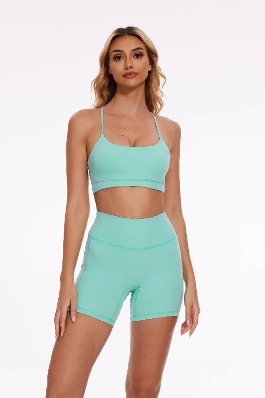 Breeze Halter Sports Bra - Mint Green Cotton Comfort Bra