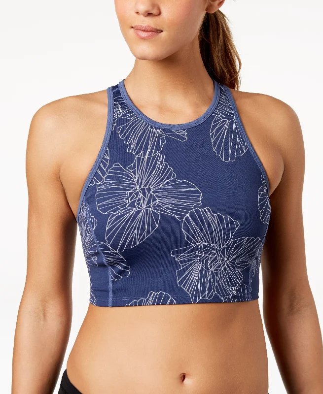 Calvin Klein Performance Printed Racerback Medium Support Long Line Sports Bra Chic Satin Bra