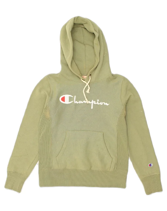 CHAMPION Womens Oversized Graphic Hoodie Jumper UK 6 XS Green Hoodie with Crew Neck Simple Timeless CHAMPION Womens Oversized Graphic Hoodie Jumper UK 6 XS Green Hoodie with Crew Neck Simple Timeless