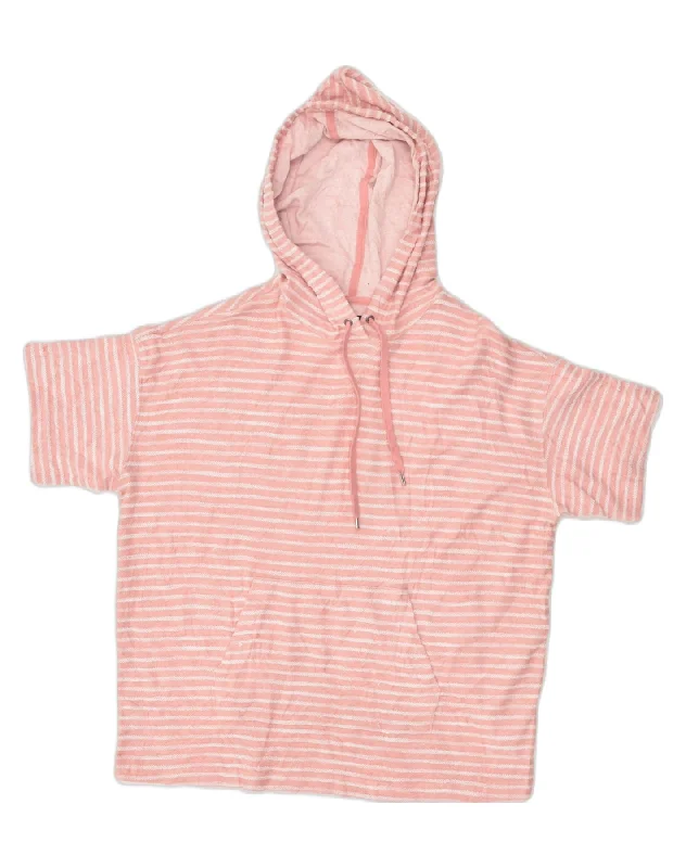 CHAPS Womens Loose Fit Short Sleeve Hoodie Jumper UK 14 Medium Pink Hoodie with Bell Sleeves Flared Feminine CHAPS Womens Loose Fit Short Sleeve Hoodie Jumper UK 14 Medium Pink Hoodie with Bell Sleeves Flared Feminine