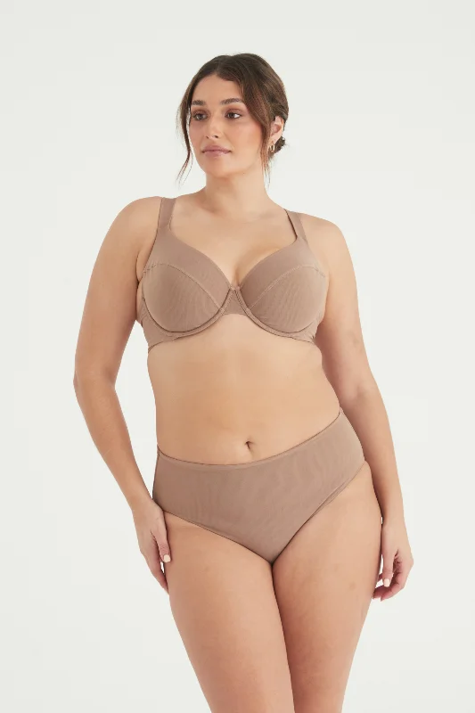 BUSTY BASICS PLUNGE BRA - TOFFEE Comfortable Bralette Style