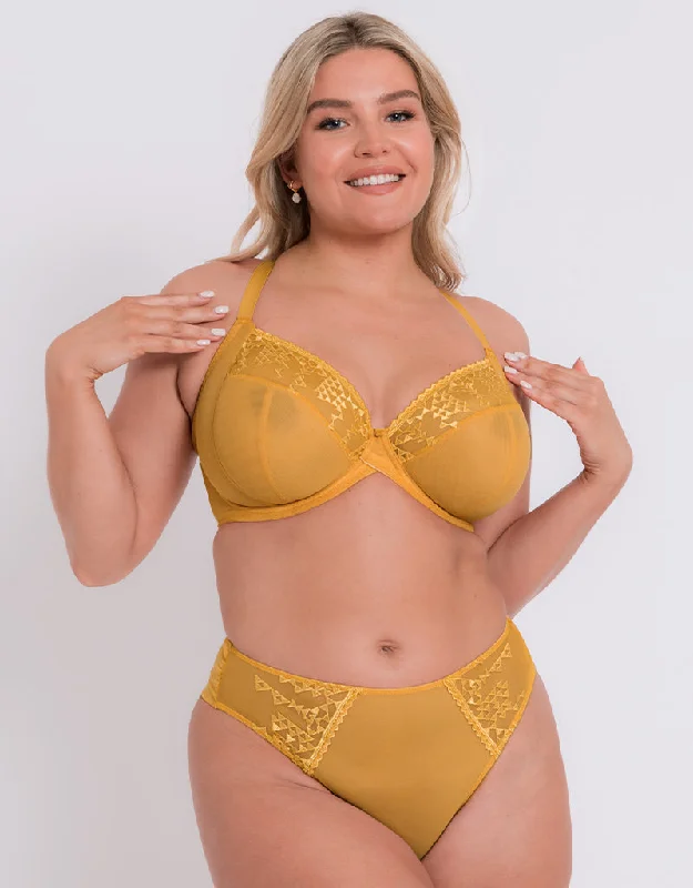 Curvy Kate Centre Stage Full Plunge Side Support Bra Turmeric Smooth Stretch Bra