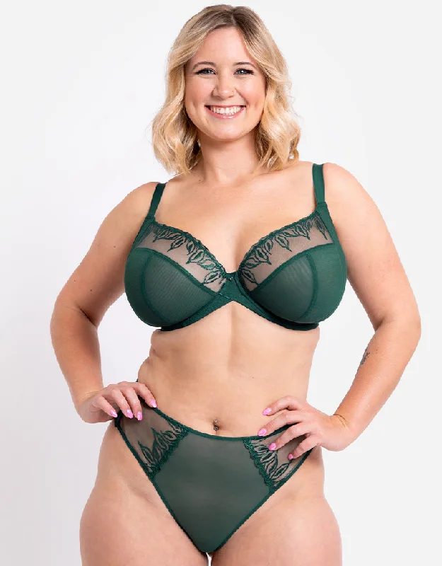 Curvy Kate Flare Full Plunge Side Support Multiway Bra Emerald Sparkle Stretchy Wireless Bra