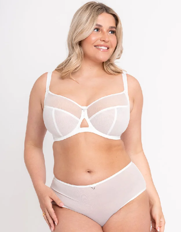 Curvy Kate Victory Side Support Balcony Bra White Stretchy Full Coverage