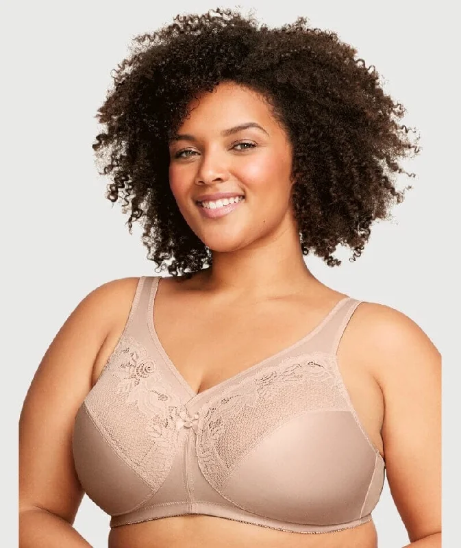 Glamorise Magiclift Minimizer Wire-Free Bra - Cafe Elegant Satin Bralette