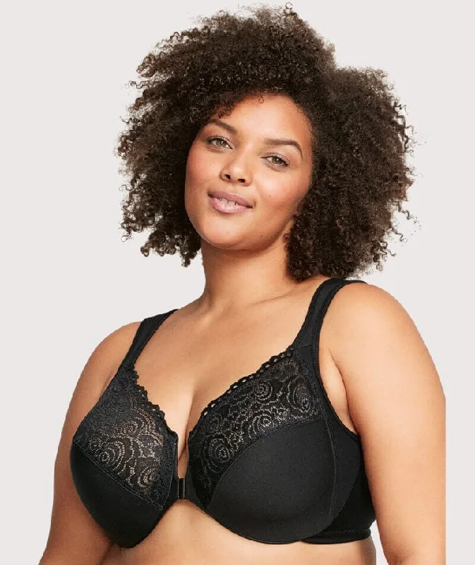 Glamorise WonderWire Front-Closure Bra - Black Comfortable Fit Bralette