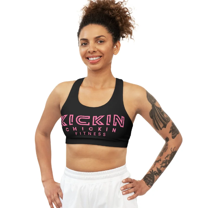 Kickin Chickin Fitness Seamless Sports Bra black/pink Ultra-Light Bra