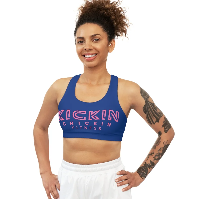 Kickin Chickin Fitness Seamless Sports Bra blue/pink Push-Up Bra Set