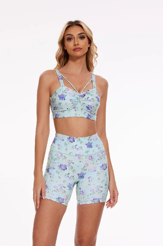 Lavender Petal Strappy Sports Bra Adjustable Back Bra