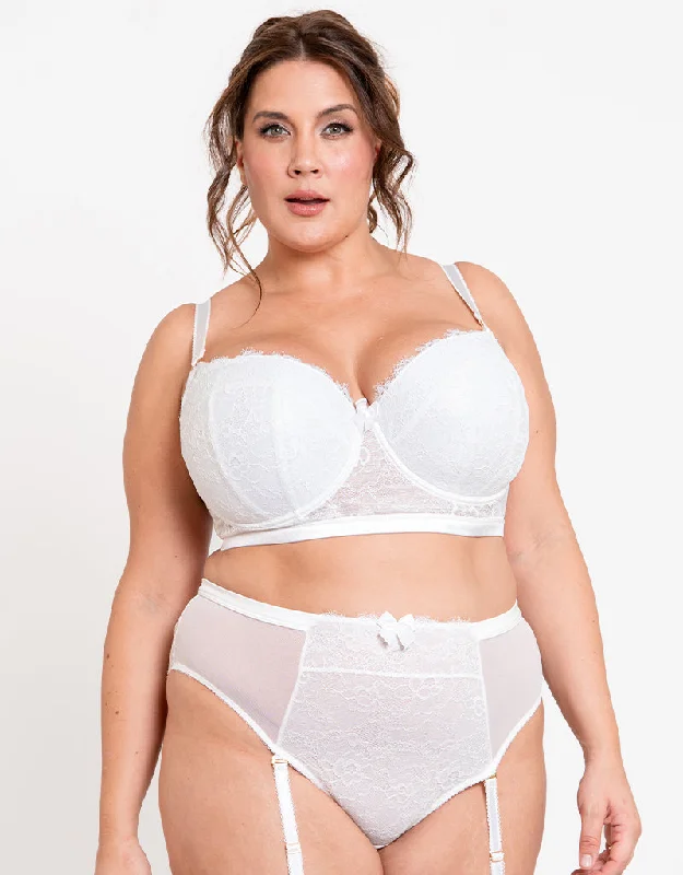 Liaison Vienna Padded Longline Balcony Bra White Elegant Silk Bra