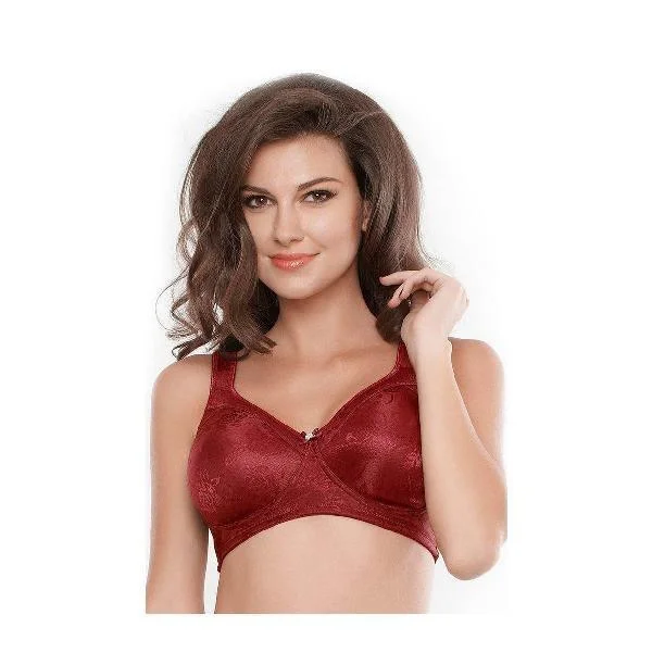 No Sag Full-Cup Bra With Non-Stretch Jacquard Lightweight Cotton Bra