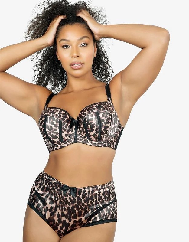 Parfait Charlotte Padded Balconette Bra Leopard Brown Smooth Push-Up Bra