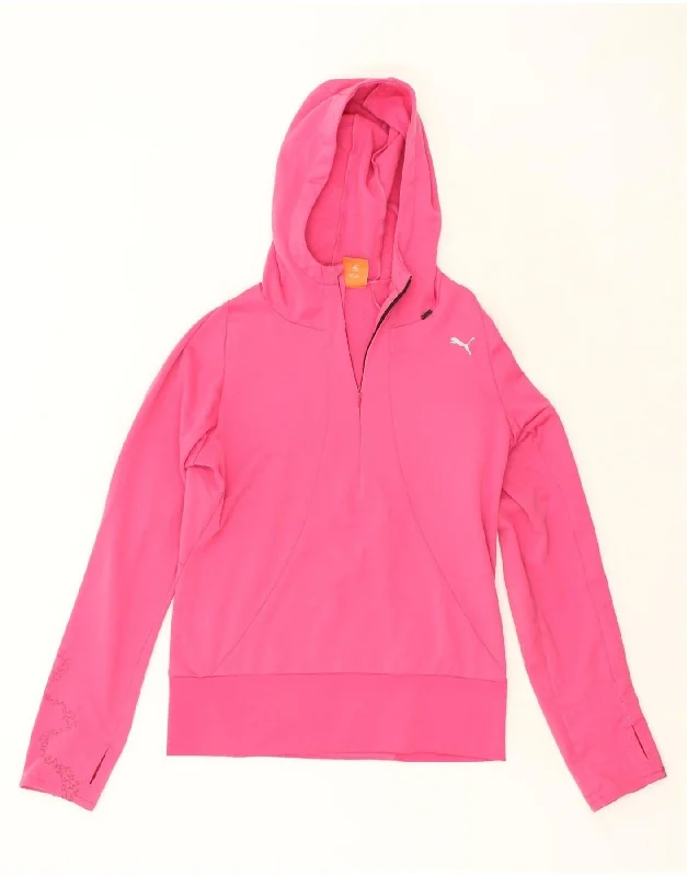 PUMA Womens Zip Neck Hoodie Jumper UK 8 Small Pink Polyester Hoodie with Stripes Bold Sporty PUMA Womens Zip Neck Hoodie Jumper UK 8 Small Pink Polyester Hoodie with Stripes Bold Sporty
