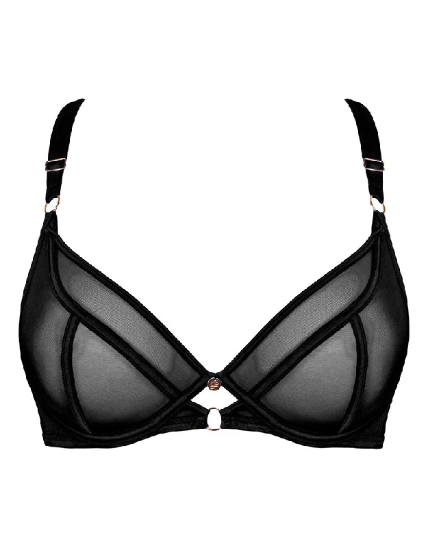 Scantilly Exposed Plunge Bra Black Fashionable Push-Up Bra