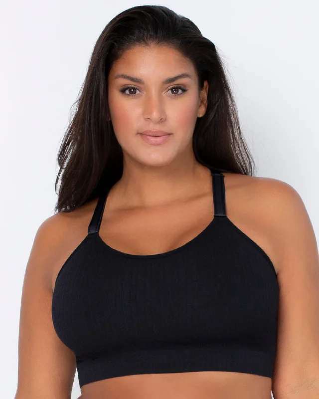 Smooth Seamless Comfort Wireless Longline Bra - Black Hue High-Cut Bra Design