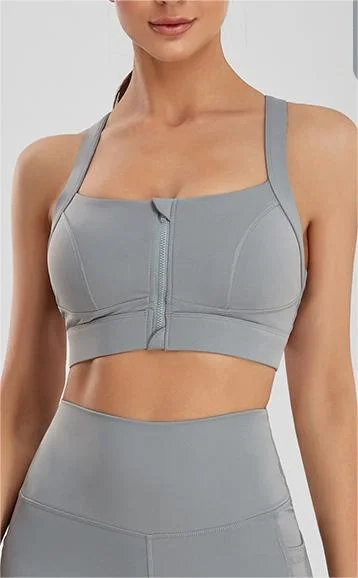 Medium Support Zip Up Sports Bra (Available in Standard & Plus Sizes) Wireless Lace Bra