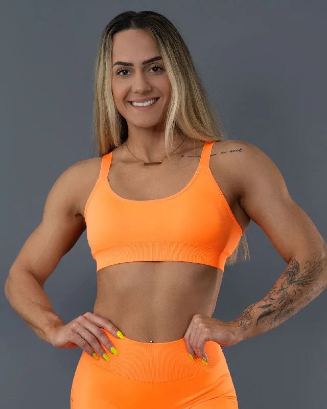 Synergy Neon Orange Sports Bra Stylish Strapless Bra